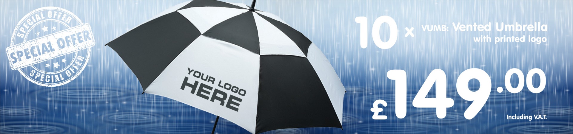 10 x VUMB: Printed Vented Umbrellas